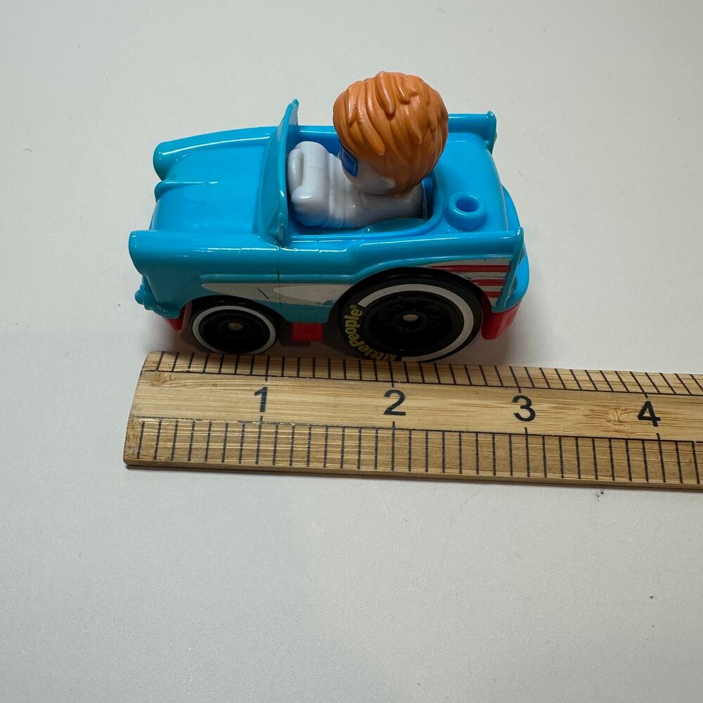 Little People Wheelies Car Retro Convertible GMJ25 Baby Blue Red Mattel 2019 - Picture 9 of 9
